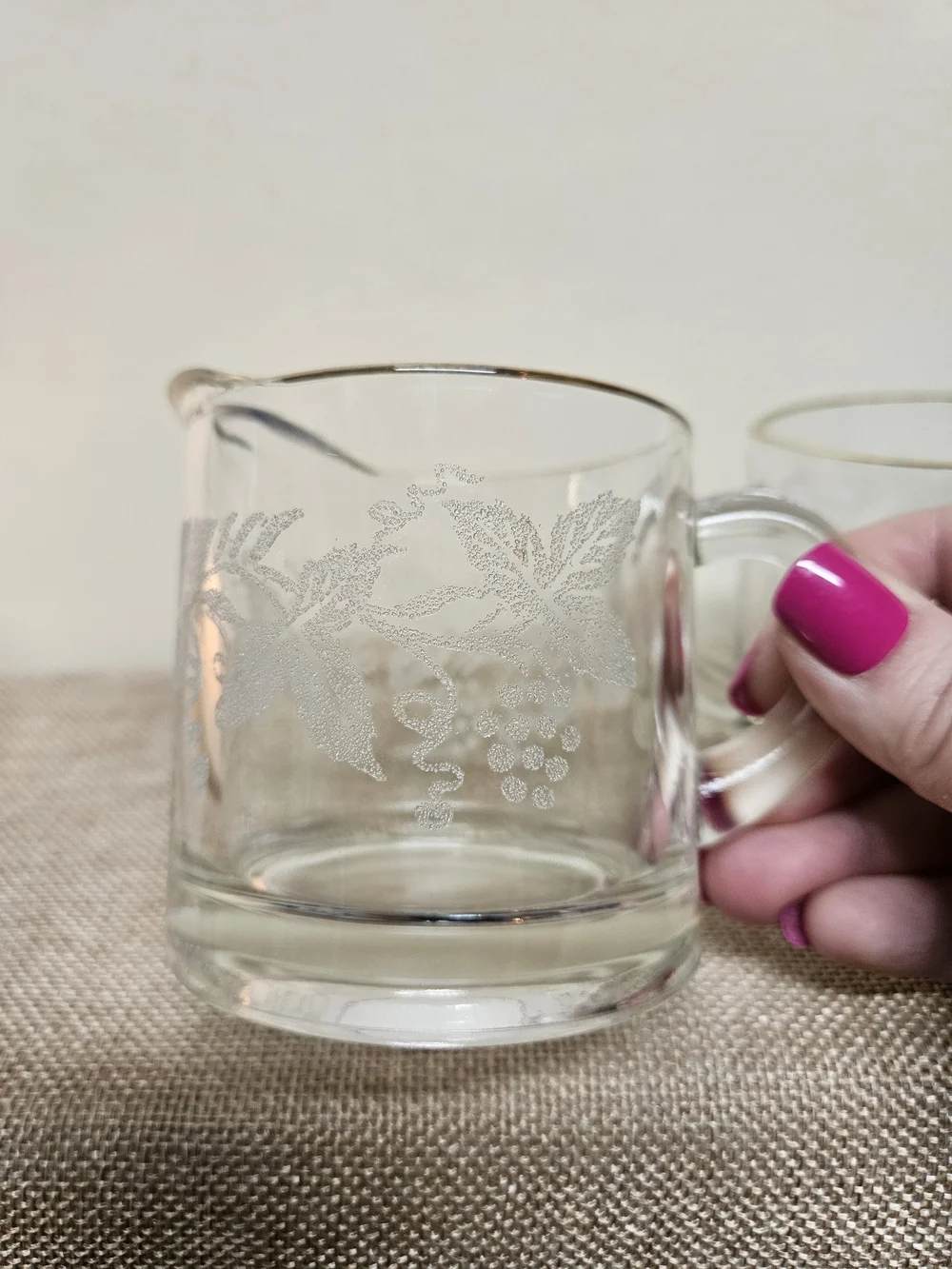 1940's Bartlett Collins‎ Glass Creamer and Sugar Set with Gold Rim